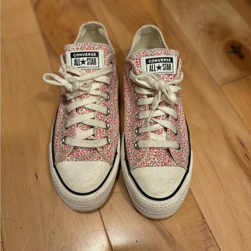 Converse Floral Print Sneakers - Red and White